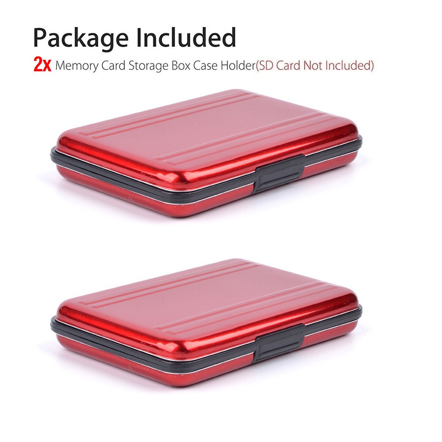 Red SDXC Storage Aluminum Case Micro SD Cards Holder Case Memory Card Box 2PC