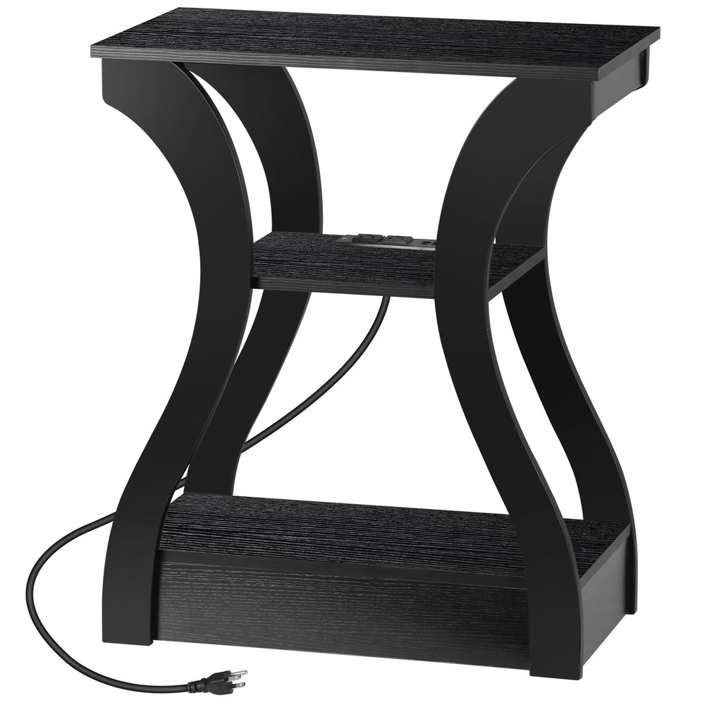 2PCS Side End Table 3-Tier Storage Shelves Sofa Table for Small Space w/ Outlet