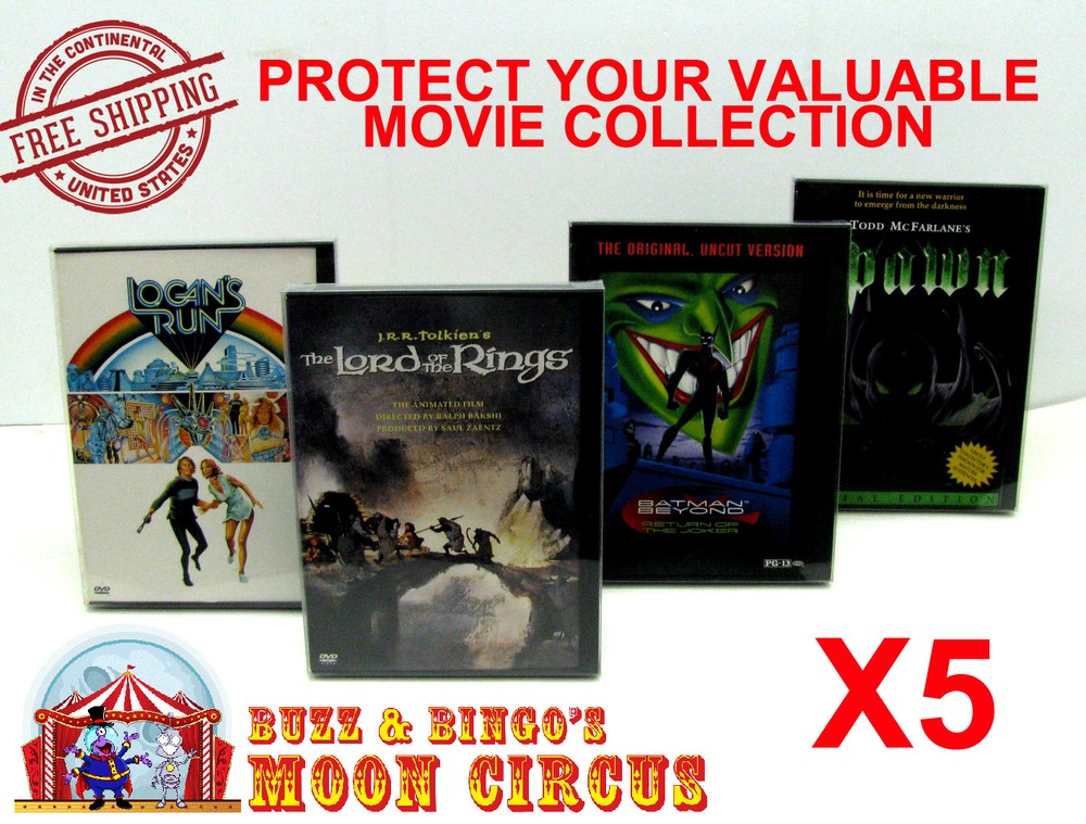 5x DVD SNAPBACK STYLE (SIZE DV6) -CLEAR PLASTIC PROTECTIVE BOX PROTECTOR SLEEVE