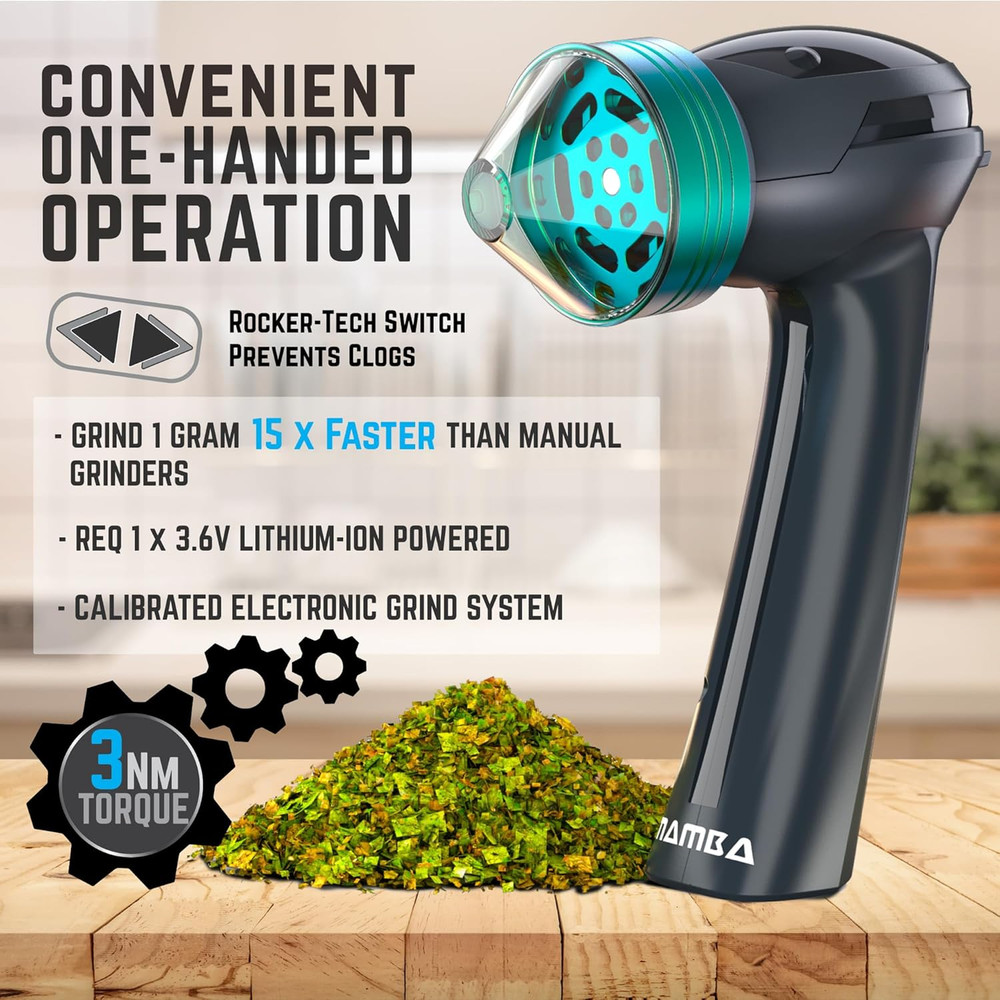 Mamba Original 1G Gray Electric Portable Herb Grinder. USB Powered Essential Kit