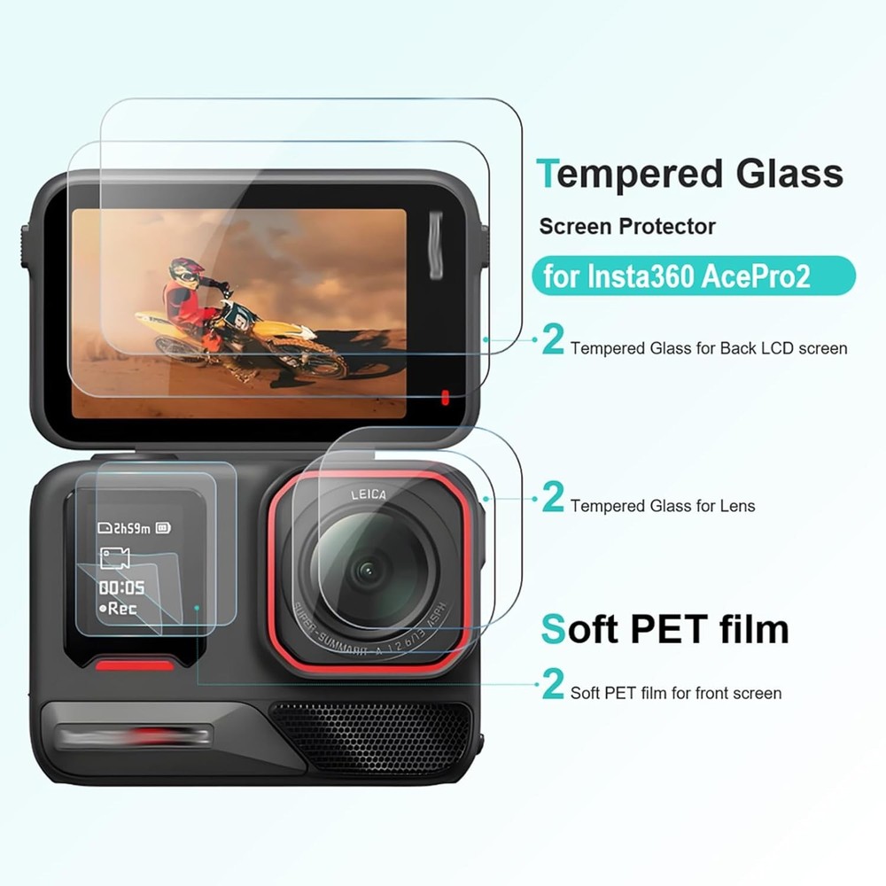 [2+2+2Pack] Screen Protector for Insta360 Ace Pro 2+Lens 3+3