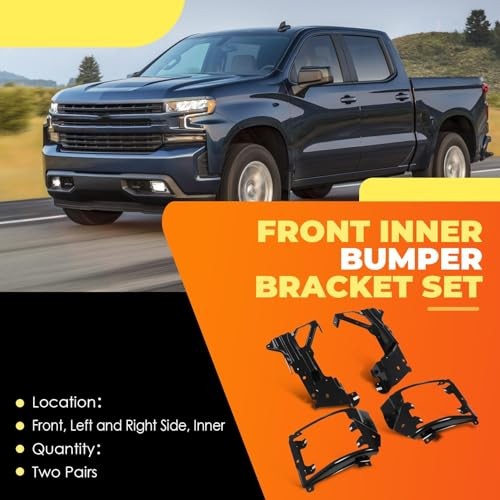 4PCS Front Inner and Outer Bumper Bracket Set Compatible with 2016-2019