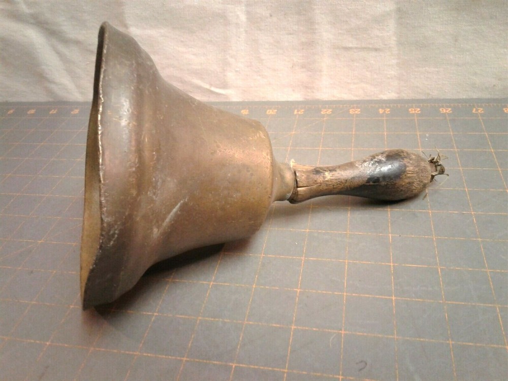 Antique Primitive Brass Hand Held School Bell