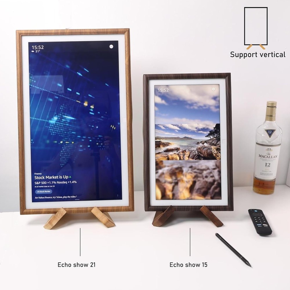 Solid Wood Tablet Computer Stands Compatible for Echo Show 15,Echo Show 21,Su...