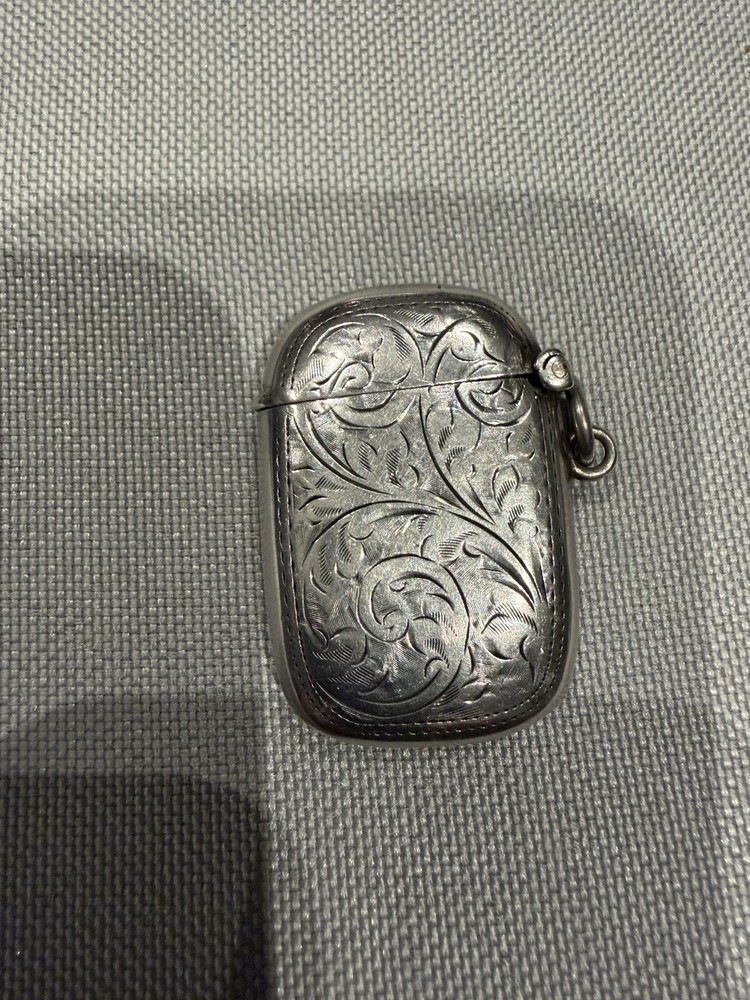 Antique Solid Silver Vesta Case, Birmingham