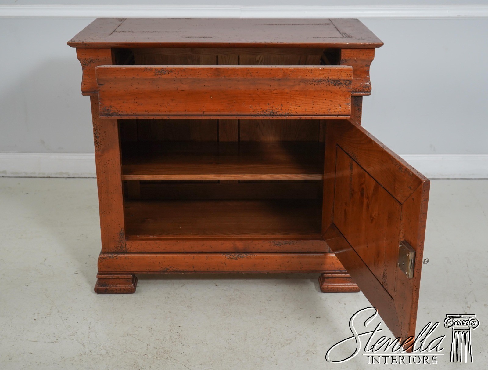 L61269: Italian Continental Style Distressed Finish Cabinet