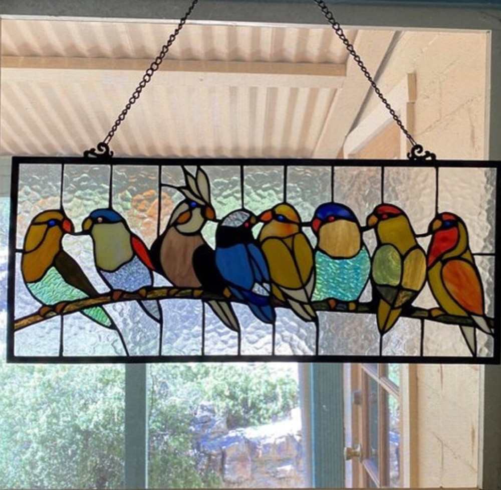 25.5" Stained Glass Window Hanging Panel Suncatcher