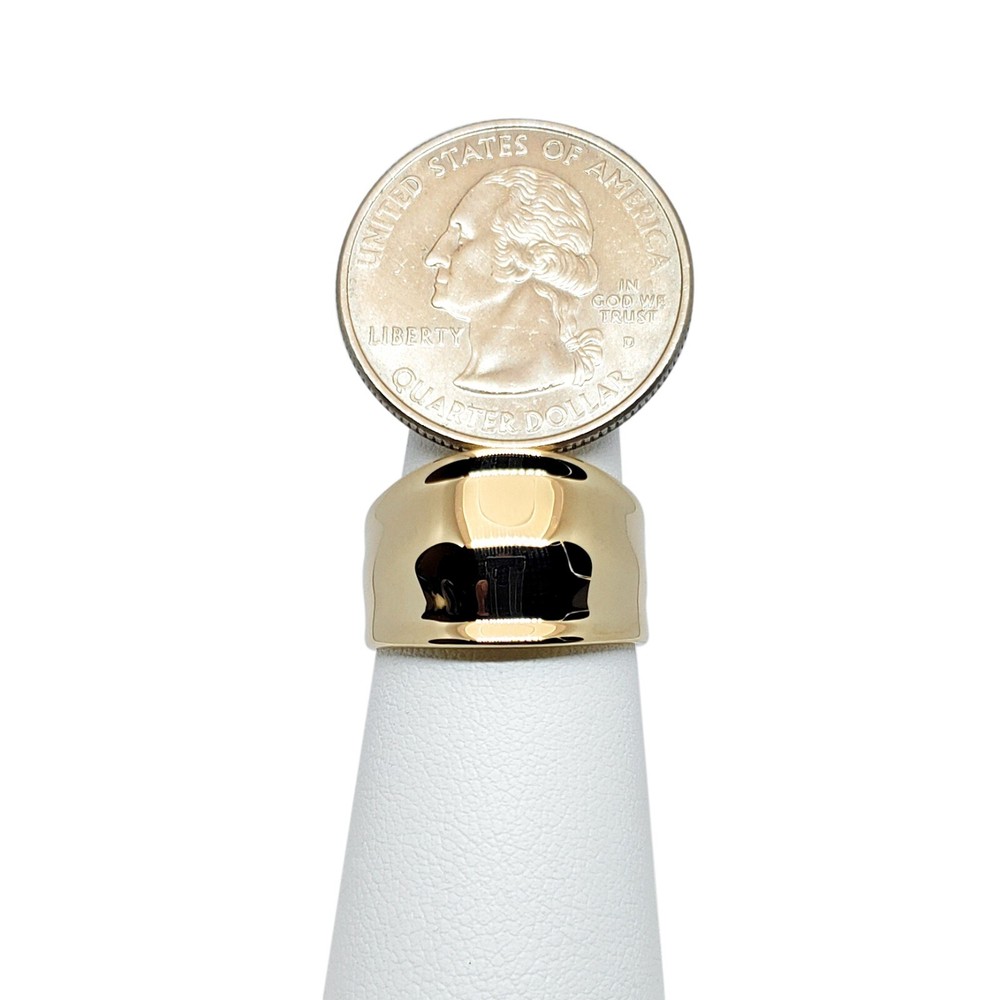Solid 18K Yellow Gold Cigar Ring, Gold Dome Ring 13mm Sizes 5 - 12