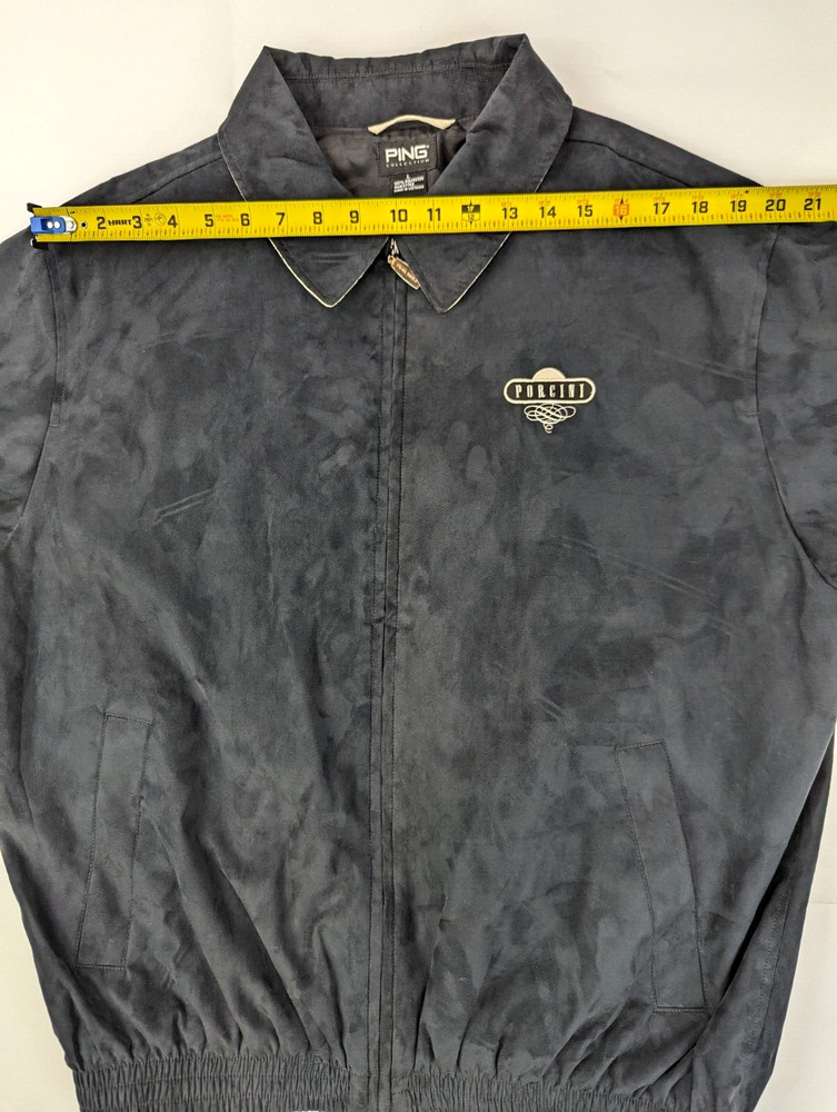 PING Collection Golf Jacket Men L Black Lightweight Bomber Full Zip Patch