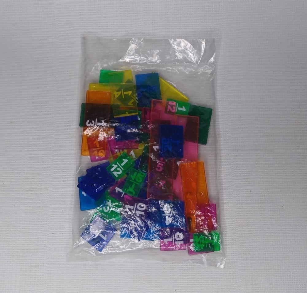 Fraction Tiles Clear Multicolor Plastic Math Homeschool