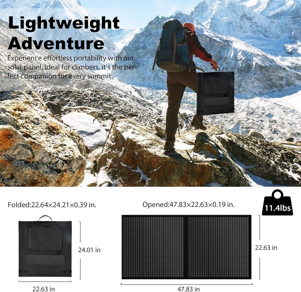 12V 100W Foldable Off Grid Solar Panel Folding Solar Charger Camping Refurbished