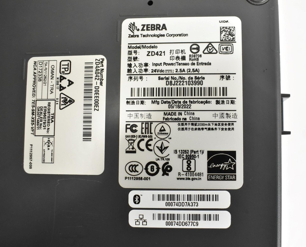 Zebra ZD421 Thermal Bar Code Label Printer ZD4A042-D0EE00EZ