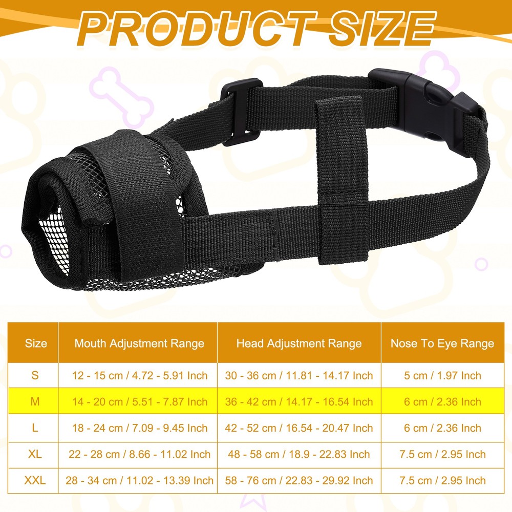 Dog Muzzle Soft Mesh Muzzle Mouth Guard Cover Black M