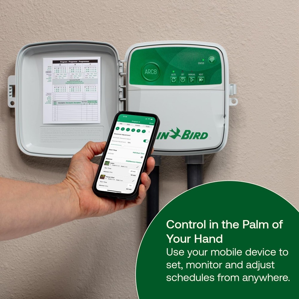 Rain Bird ARC6 App-Based Indoor Smart Irrigation WiFi Timer/Controller, 6-Zon