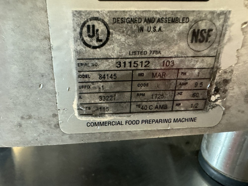 HOBART BUFFALO CHOPPER FOOD PROCESSOR MODEL 84145