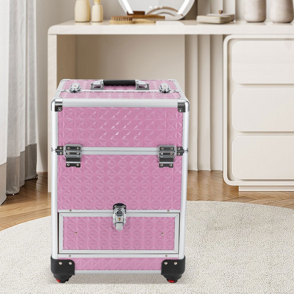 Professional Rolling Makeup Train Case Cosmetic Trolley Makeup Storage Organizer