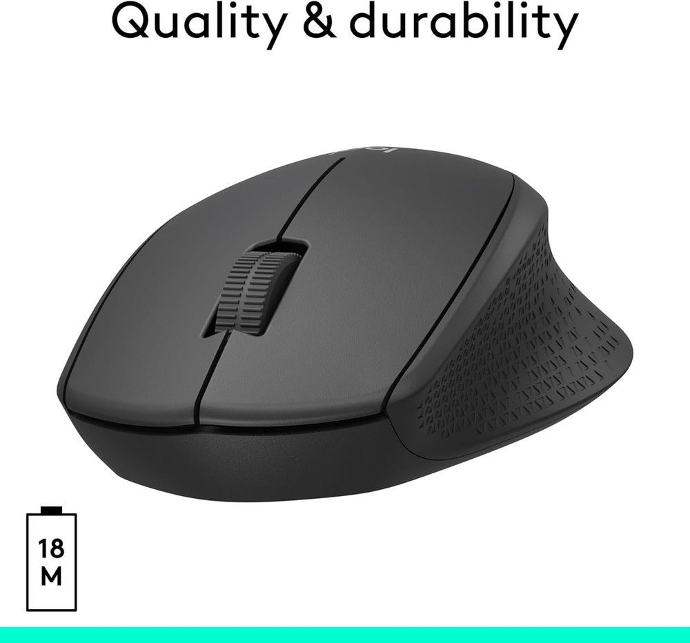 M330 Silent Wireless Mouse, 2.4GHz with USB Receiver, Optical Tracking, Quiet...