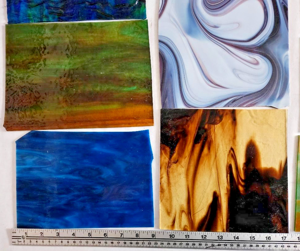 9 & 1/4 Pounds of Assorted Multicolor Stained-Glass Large Scraps/Sheets