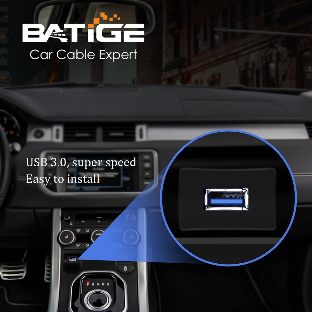 BATIGE Square Single Port USB 3.0 Panel Flush Mount 3ft, Black, Blue