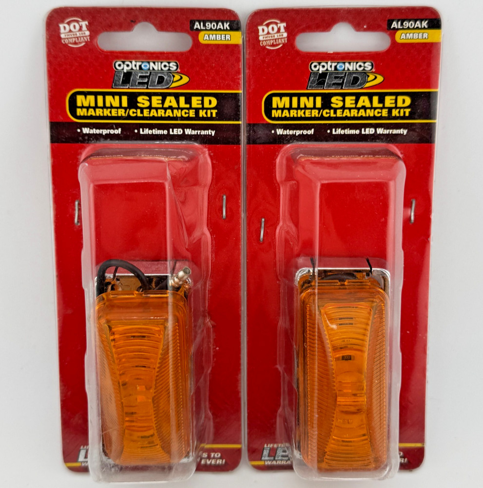 AL90 Series Yellow Rectangular Snap-in Mount LED Clearance Marker Lights -2 Pack
