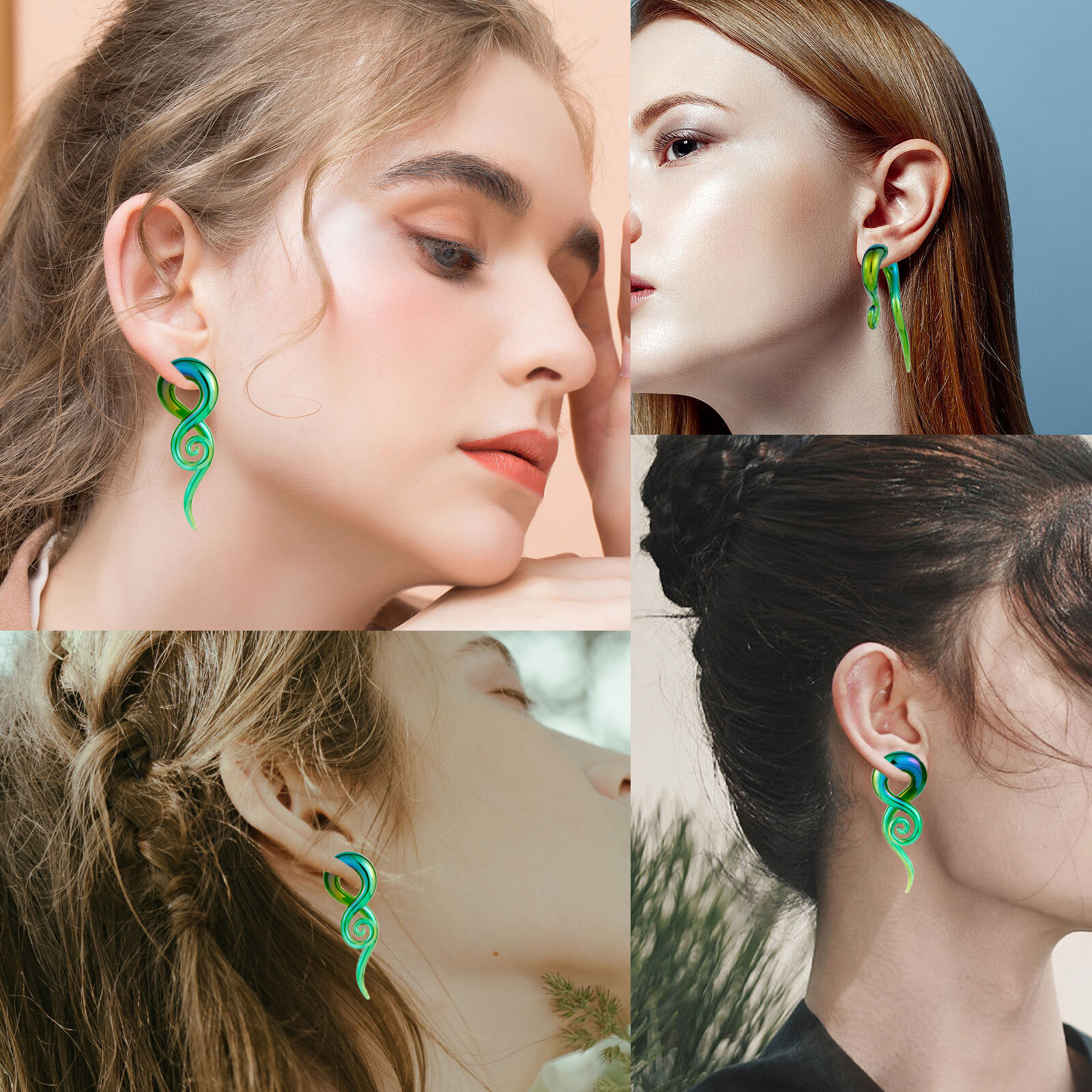 2PCS PYREX GLASS EAR TAPER PLUGS TUNNELS SPIRAL TWIST EARRING EAR GAUGE EXPANDER