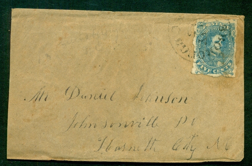 CONFEDERATE STATES 1860s 5¢ blue (Scott#4) tied GREENSBOROUGH NC, Scott $400.00