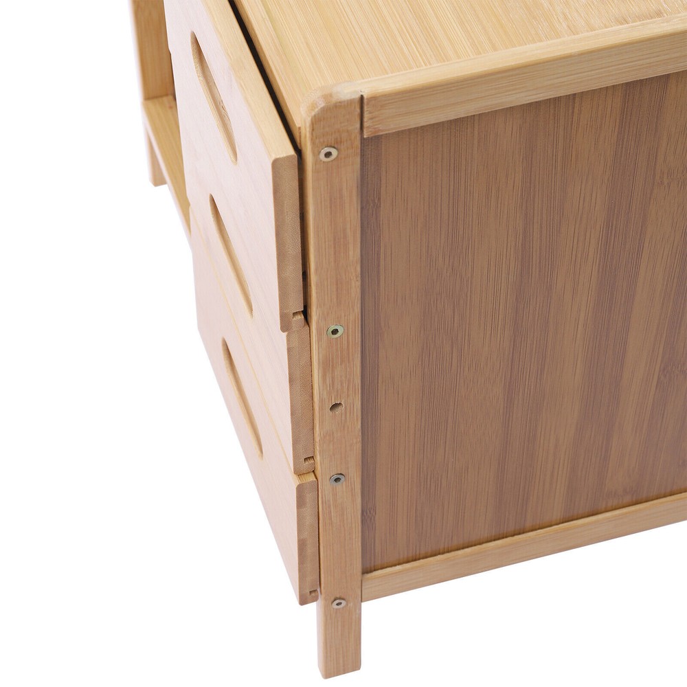 3-Tier Bedroom Bedside Table Nightstand End Side Organizer Drawers Storage Box