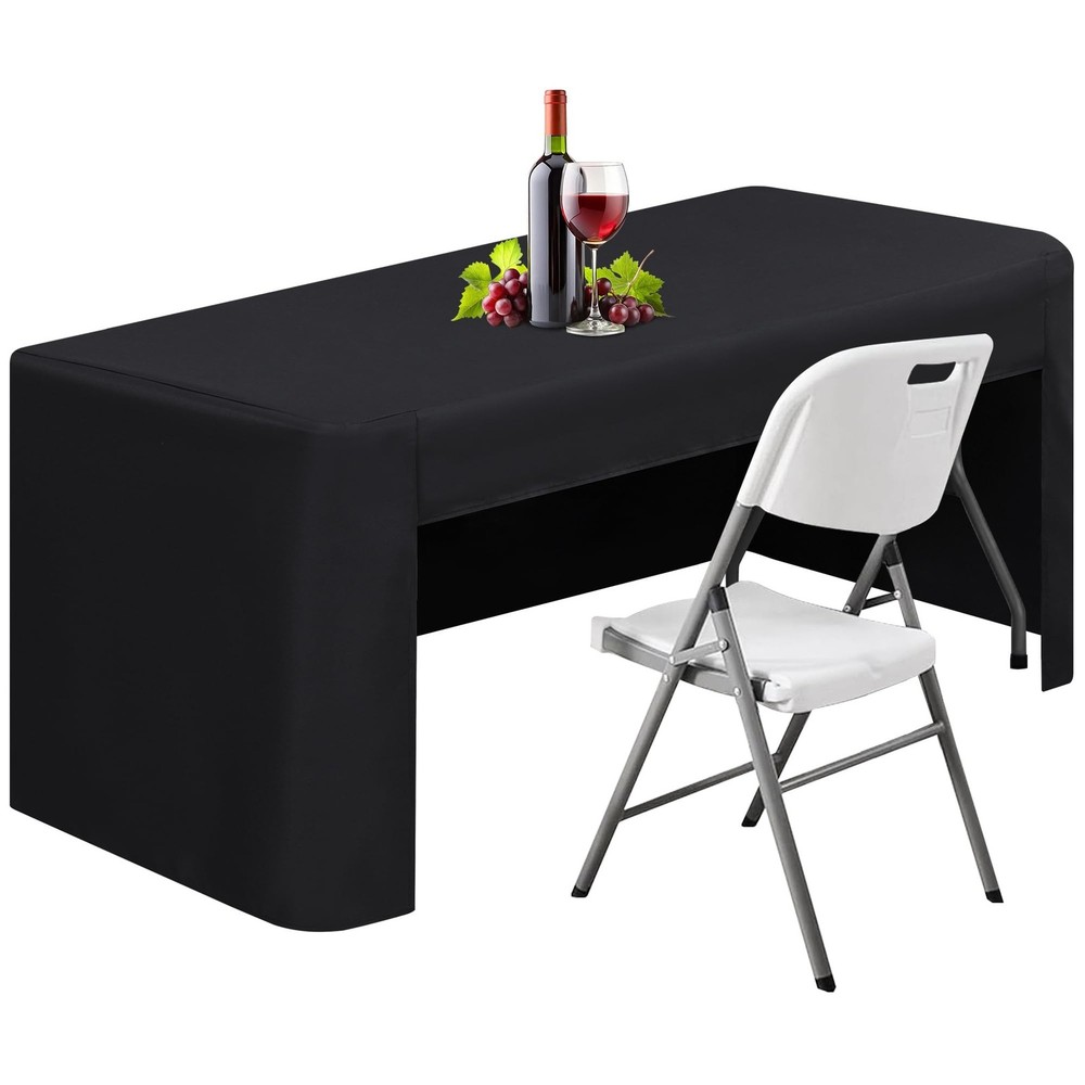 30 x 72 inch Rectangle Fitted Open Back Tablecloth for 6 FT Folding Table Was...