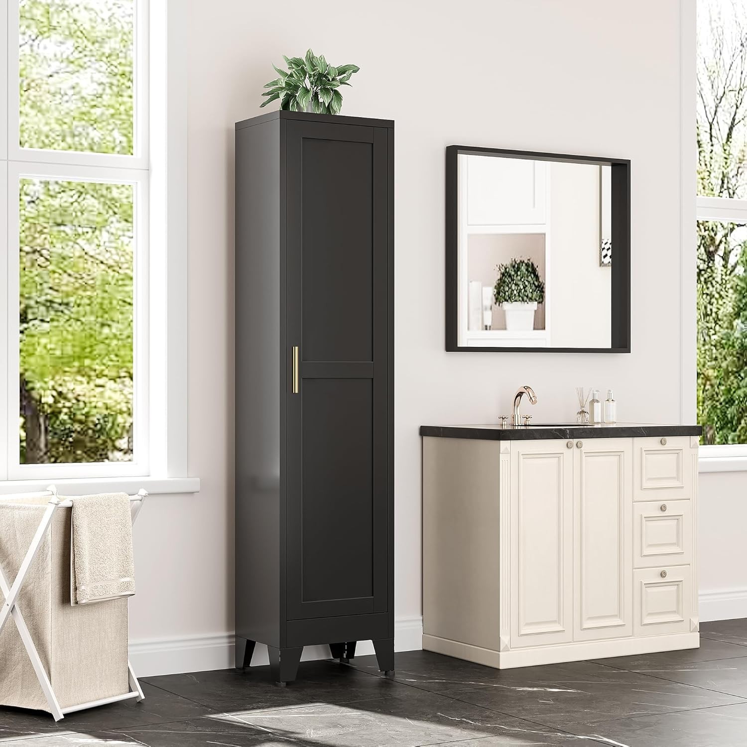 Cofar 67" Metal Utility Cabinet Filing Pantry Cabinet with Adjustable Shelves