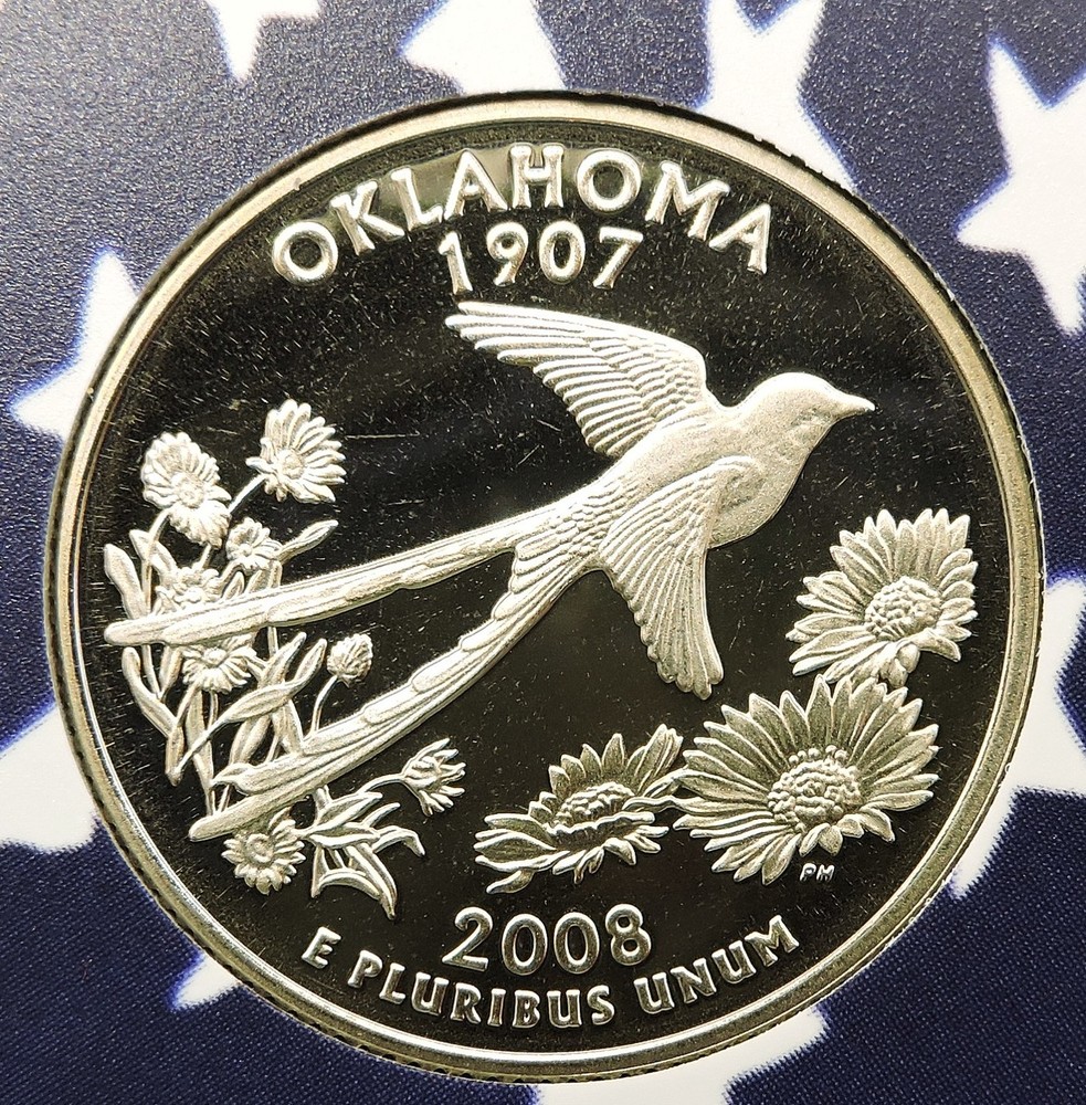 2008 S Clad Proof Oklahoma Quarter