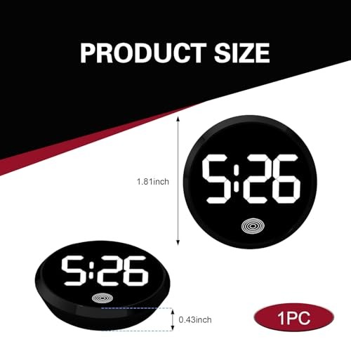 Car Digital Clock, Round Touch LED Display Screen Clock with Night 1 PC White