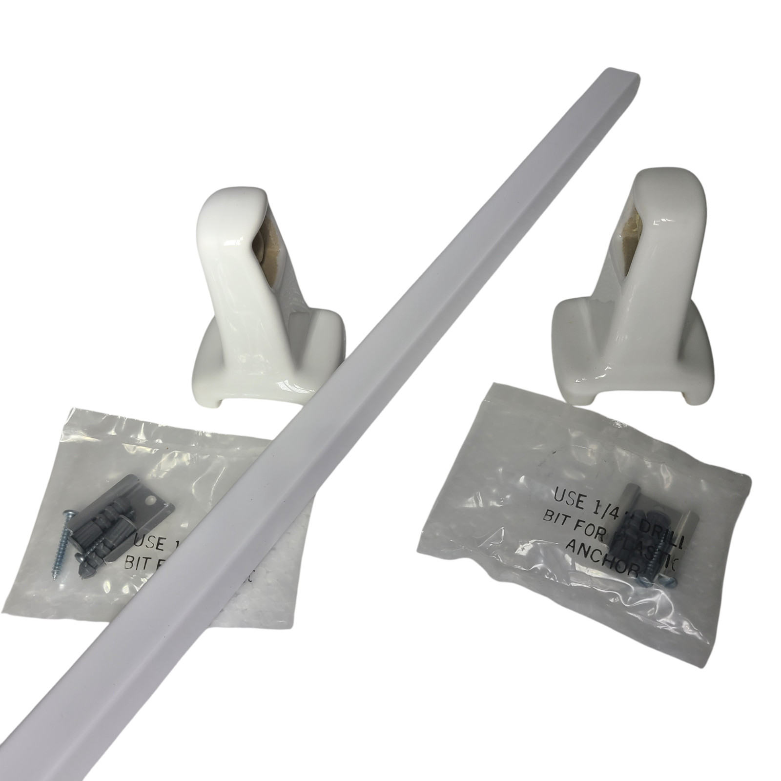 Vintage White Ceramic Towel Bar Rod Rack Post Holders Bracket Screw in Drywall