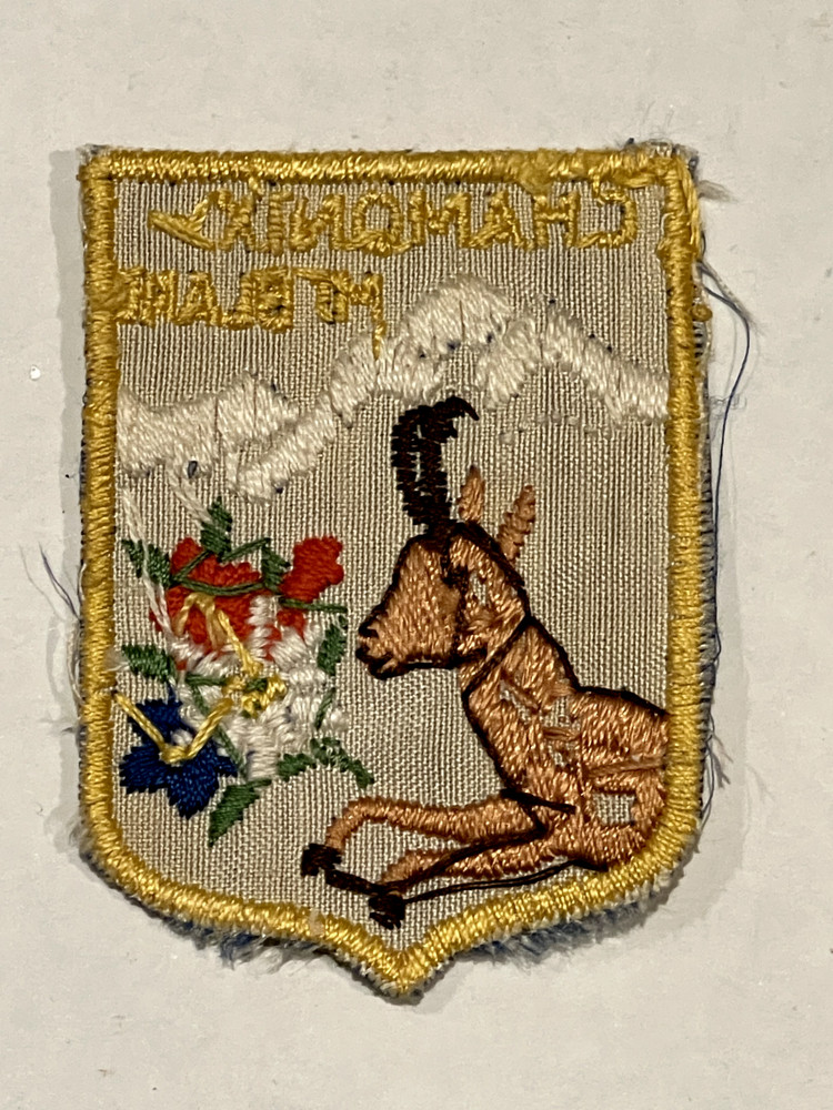 WWII CHAMONIX SKIING PATCH PAPERWORK 354th FIGHTER GROUP 9th TACTICAL AIR FORCE