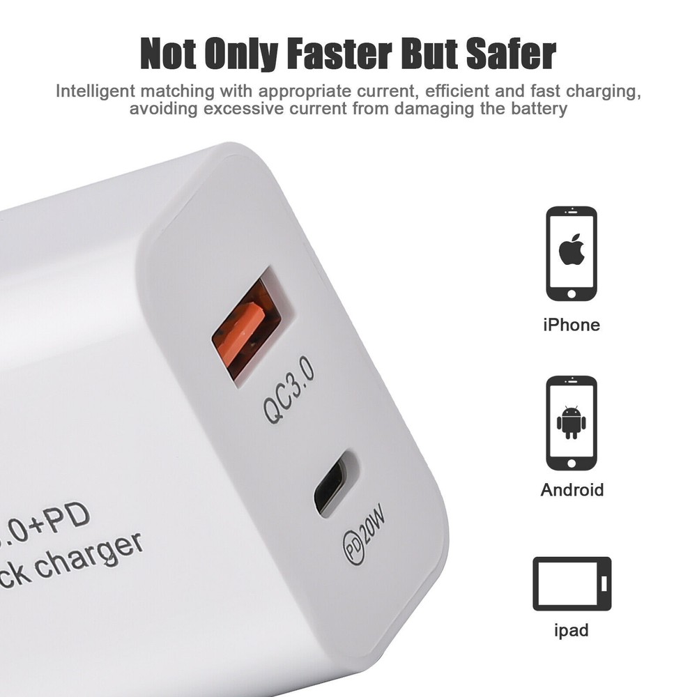 Lot 20W USB Type C Power Adapter Fast Charger Cube Block For iPhone iPad Android