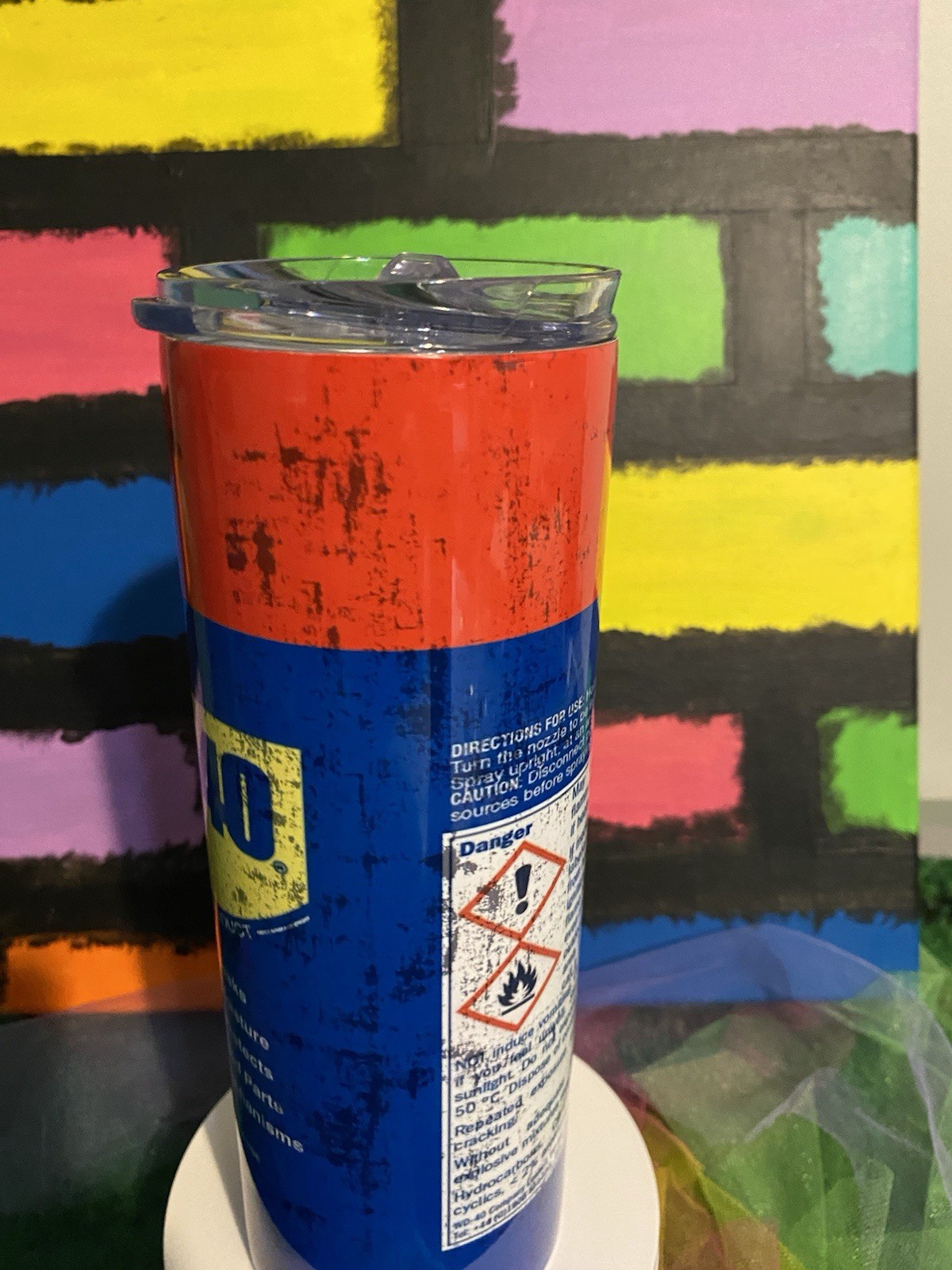 WD-40 Inspired Stainless Steel Tumbler 20 oz with Lid And Stainless Steel Straw