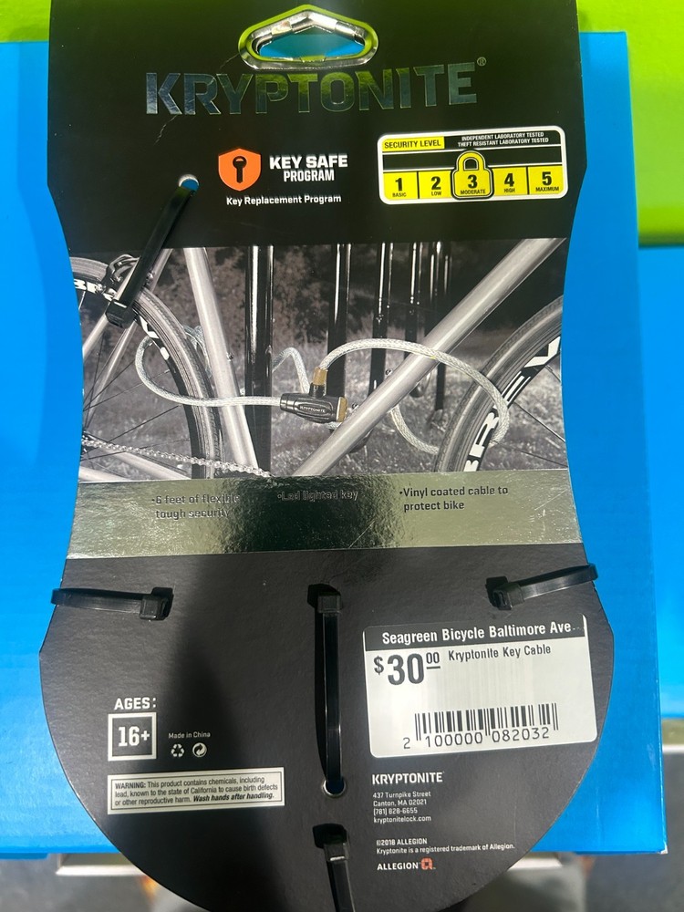 Kryptonite CABLE LOCK 6'x12mm Keyed