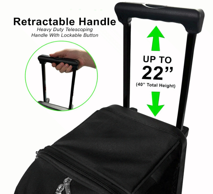 Prime Double Roller Bowling Bag, 2 Ball, Shoe Compartment, Locking Handle 40inXL