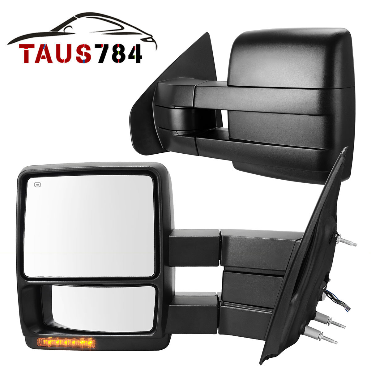 Left + Right Power Heated Puddle Light Tow Mirrors For 07-14 Ford F150 Pick up