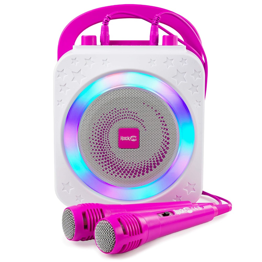 10-Watt Rechargeable Bluetooth Karaoke Machine with Mics, Lightshow & Voice E...