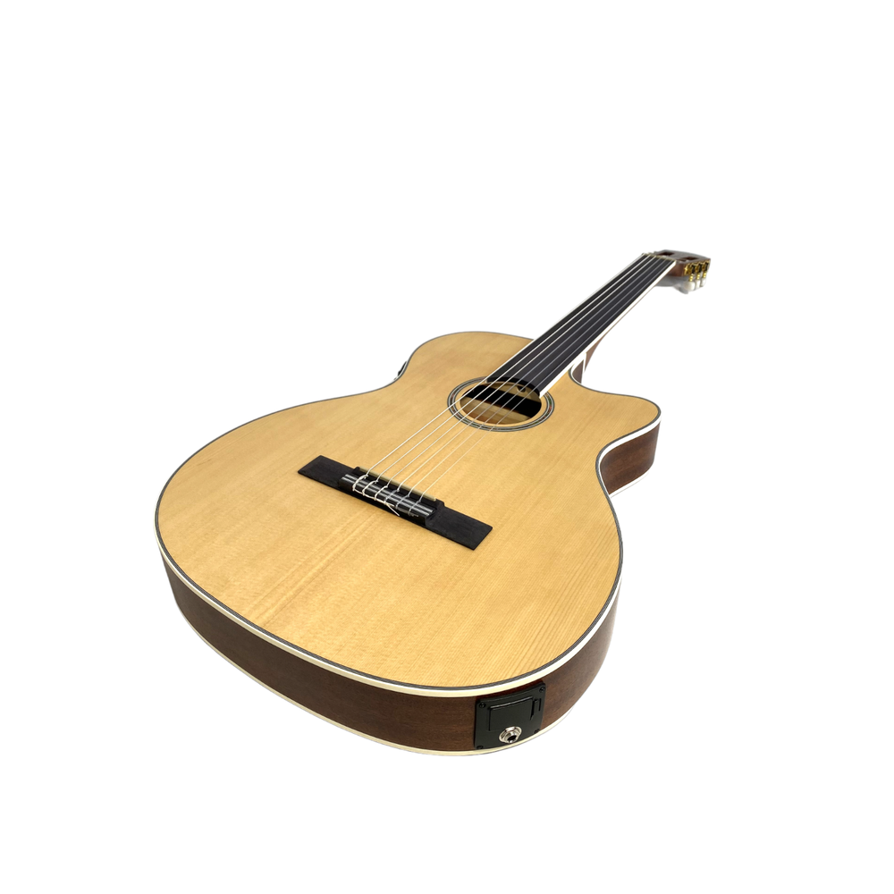 Haze C551BCEQSMFL Solid Top Fretless Arched Back Classical Guitar - Matte