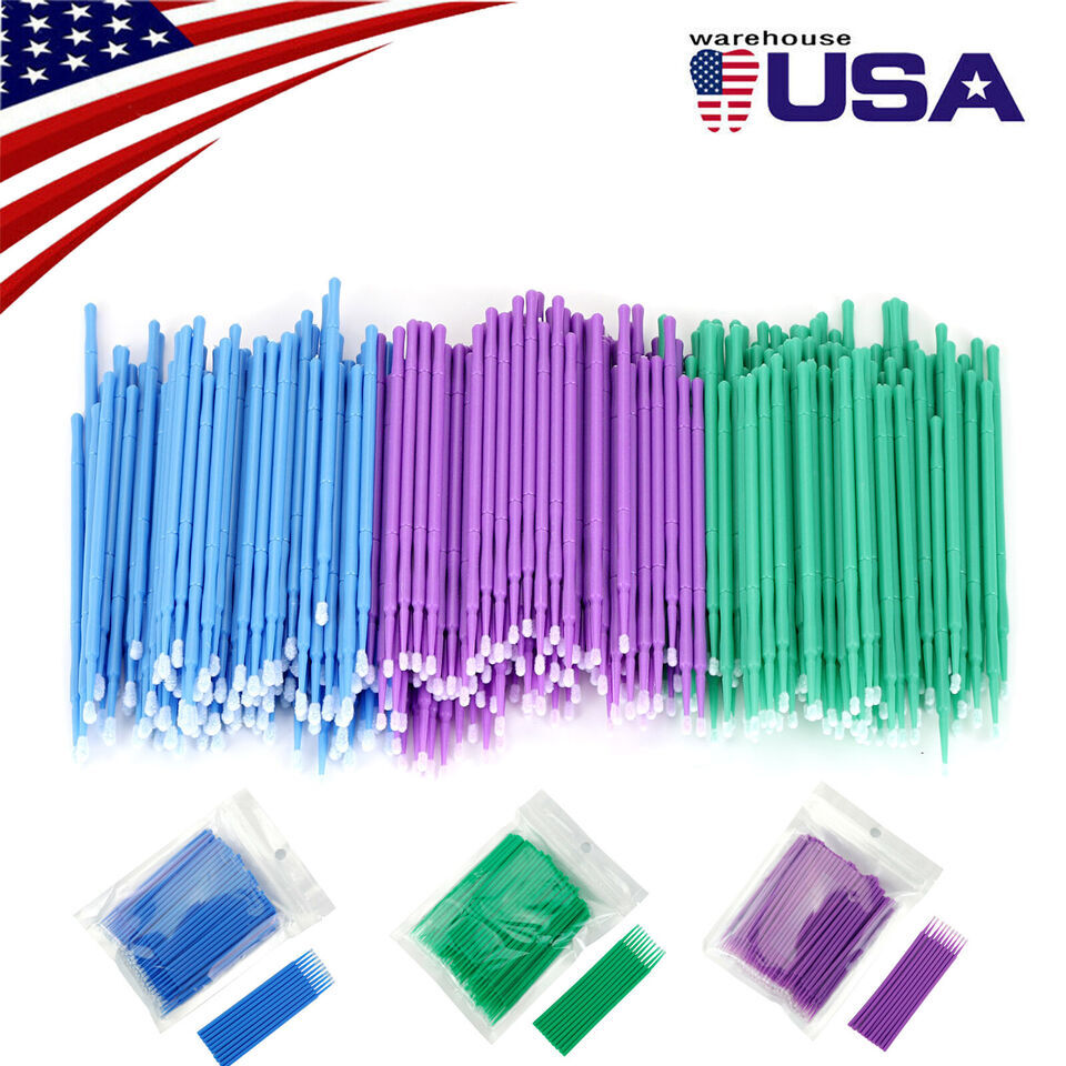 100-500 Dent Disposable Micro Brush Swab Tooth Applicators Small Medium Large