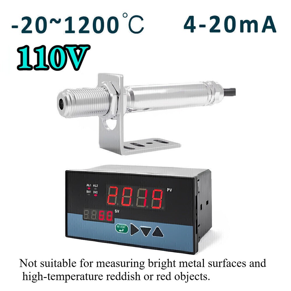 110V Industrial Temperature Controller Non-contact Infrared Thermometer Sensor
