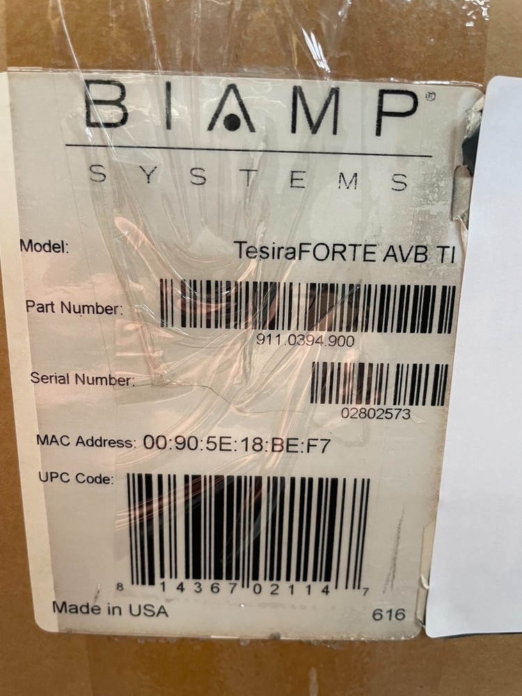 Biamp TesiraFORTE AVB TI Digital Audio Signal Processor 12-Input 8-Output