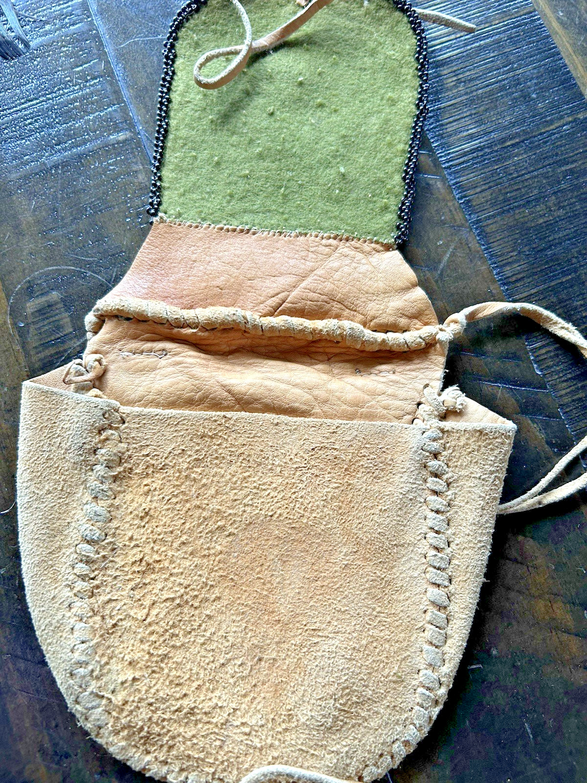 antique NATIVE AMERICAN BEADED MEDICINE BAG