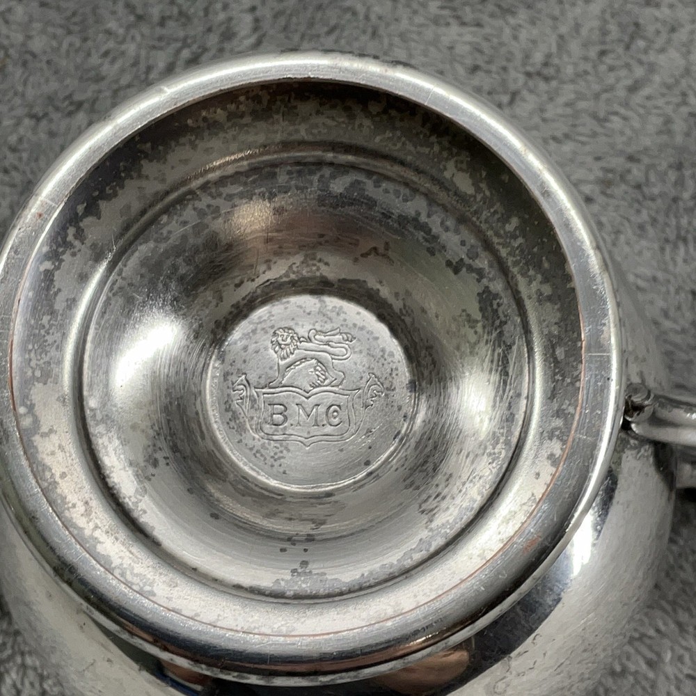 Vintage B.M.C Silver Plated Sugar Bowl Double Handle