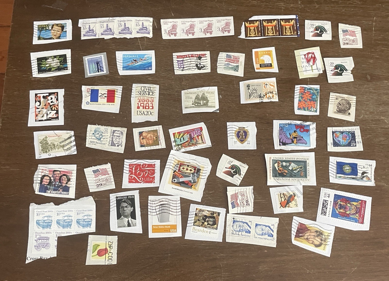 US Stamps Large Lot of More Modern Stamps On Piece