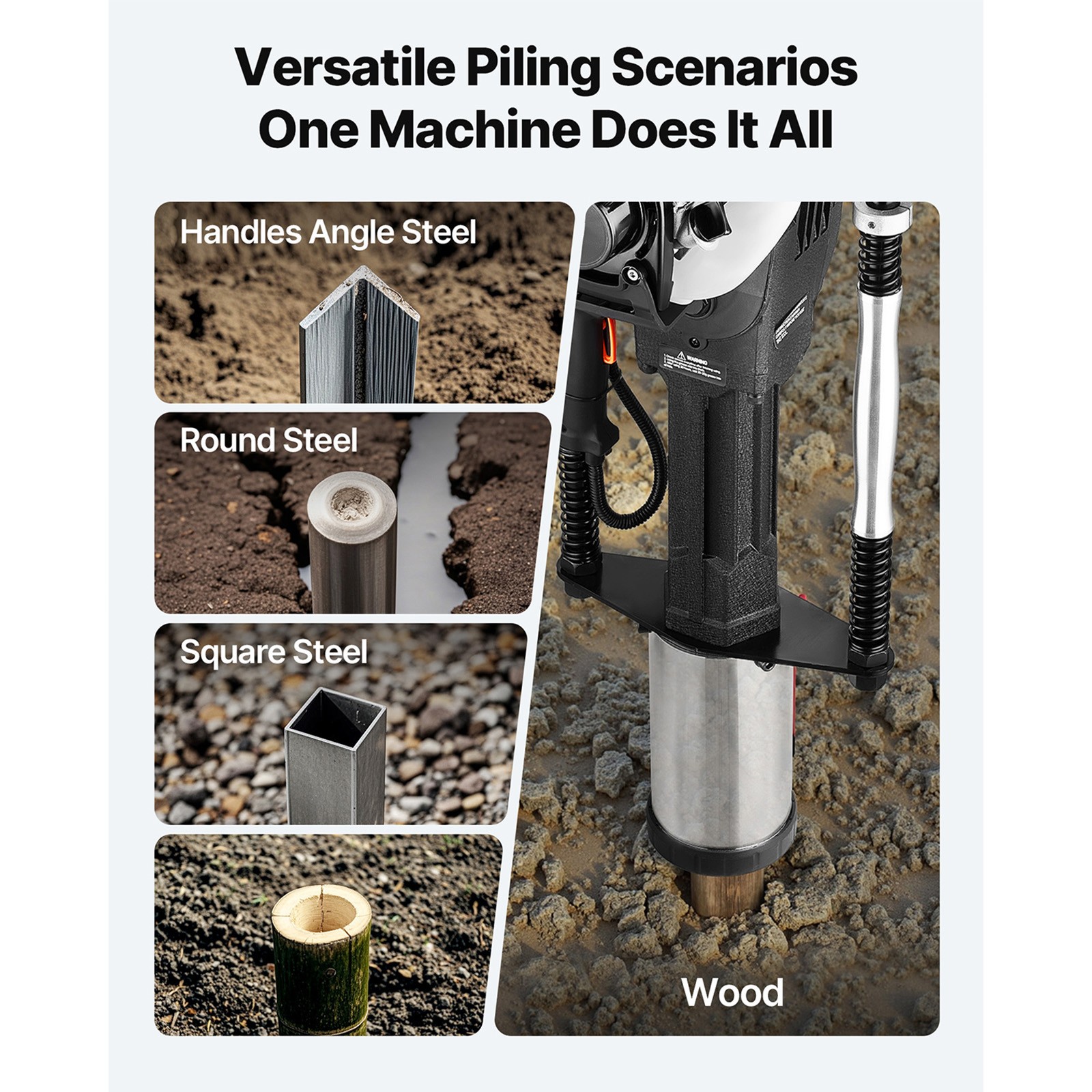 Uimoso Gas Powered T Post Driver 4 Stroke Engine Heavy Duty Fence Pounder
