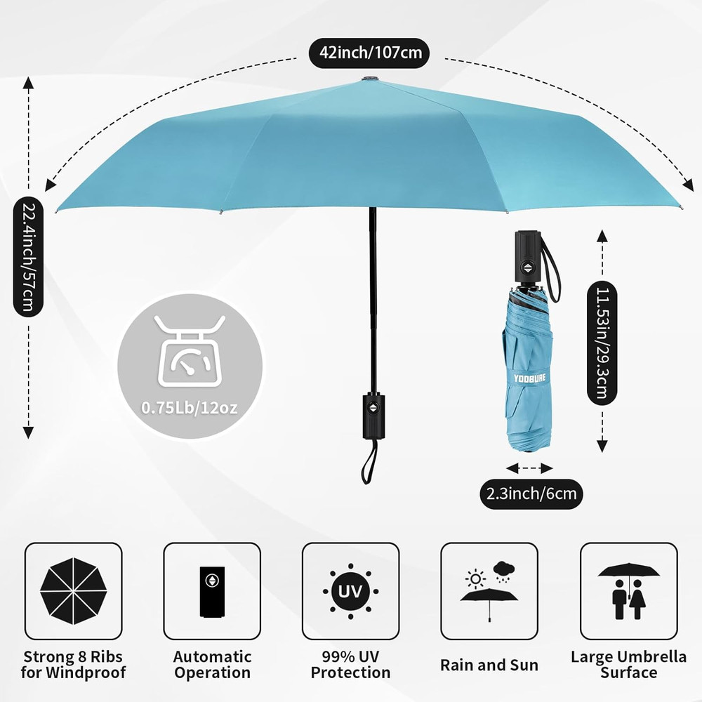 Compact Automatic Windproof Travel Umbrella - Lightweight Folding Design