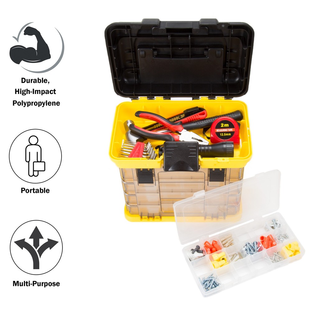 Durable Plastic Storage Tool Crafts or Beads Removeable Trays Compartments