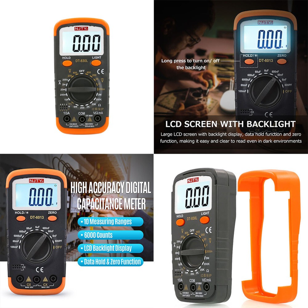 US 1 Pack Digital Capacitance Meter Capacitor Pro Tester LCD Backlight Display